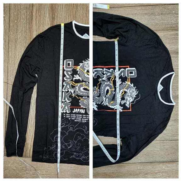 🐉⚫️ Osaka Japan Dragon Unisex Black Longsleeve Shirt Size Small ⚫️ 🐉 - Picture 2 of 6